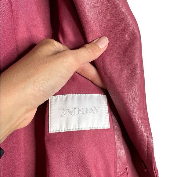 2ND DAY | Birger et Mikkelson 100% Lamb Leather Pink Belted Trench EU 34 XS - Picture 2 of 12